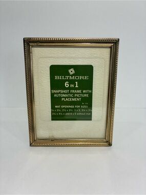 Vintage Biltmore 6-in-1 Snapshot Frame Gold Tone Beaded Edge Multi Photo